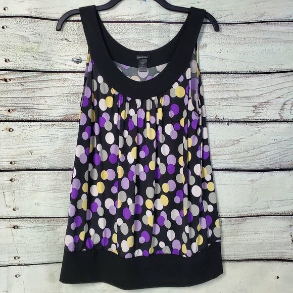Maurices XL Polka Dot Tank Top Sleeveless Scoop Neck Colorful Dots Stretch Blous - Picture 1 of 6